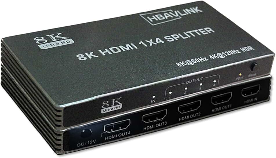 HDMI 2.1 Splitter 1 in 4 Out, 8K60Hz, HDR, VRR