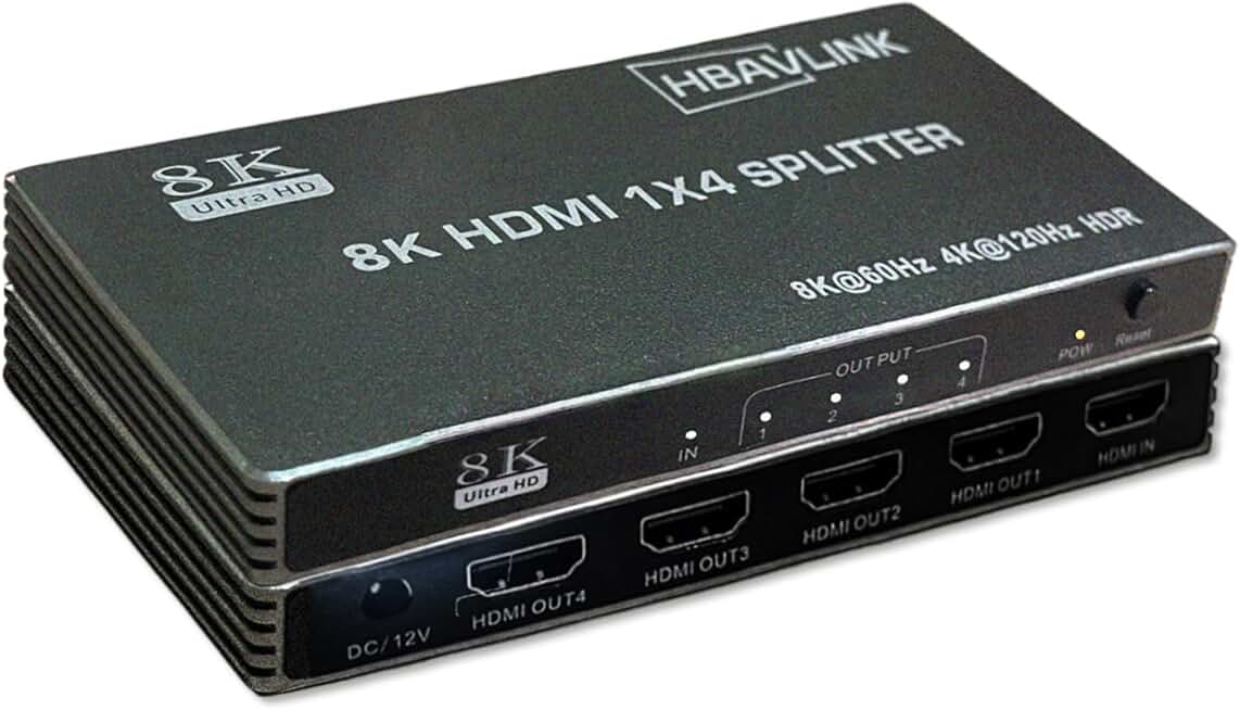 HDMI 2.1 Splitter 1 in 4 Out, 8K60Hz, HDR, VRR