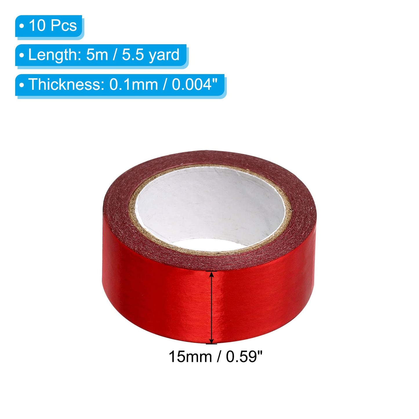 Shimmering Crimson Metallic Washi Tape 15mm x 5m 10 Pack