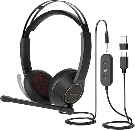 Wired Dual-Ear Stereo Headset with Noise Canceling Microphone