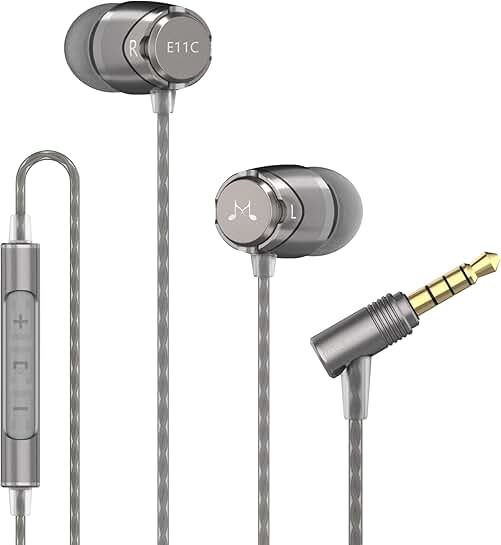 Wired Earbuds with Microphone, HiFi Stereo, Noise Isolating, Tangle-Free Cord