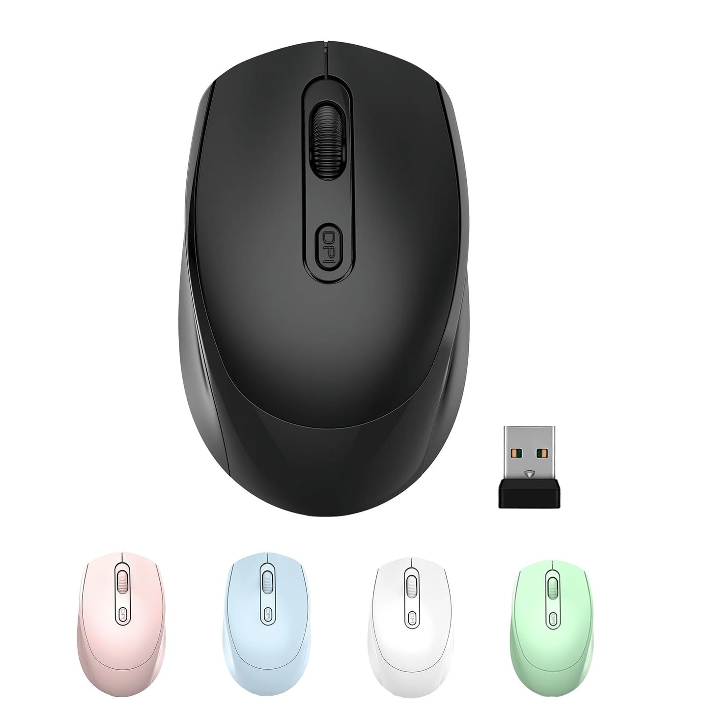 Wireless silent mouse with nano receiver for laptop and PC