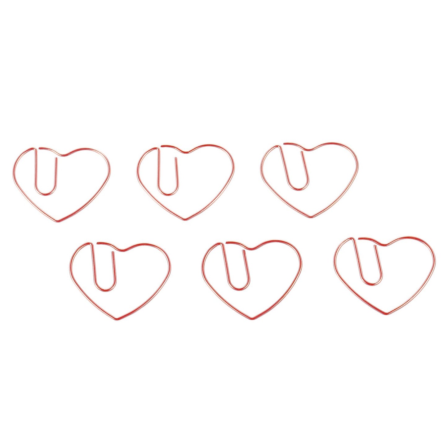100 Mini Heart-Shaped Metal Paper Clips in Rose Gold