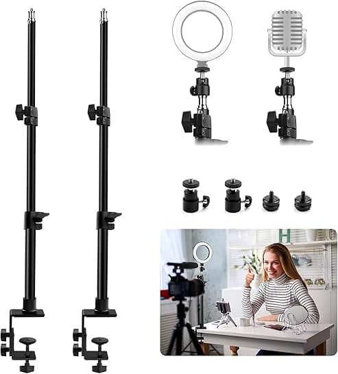 Two C Clamp Desk Mounts with Adjustable Stands