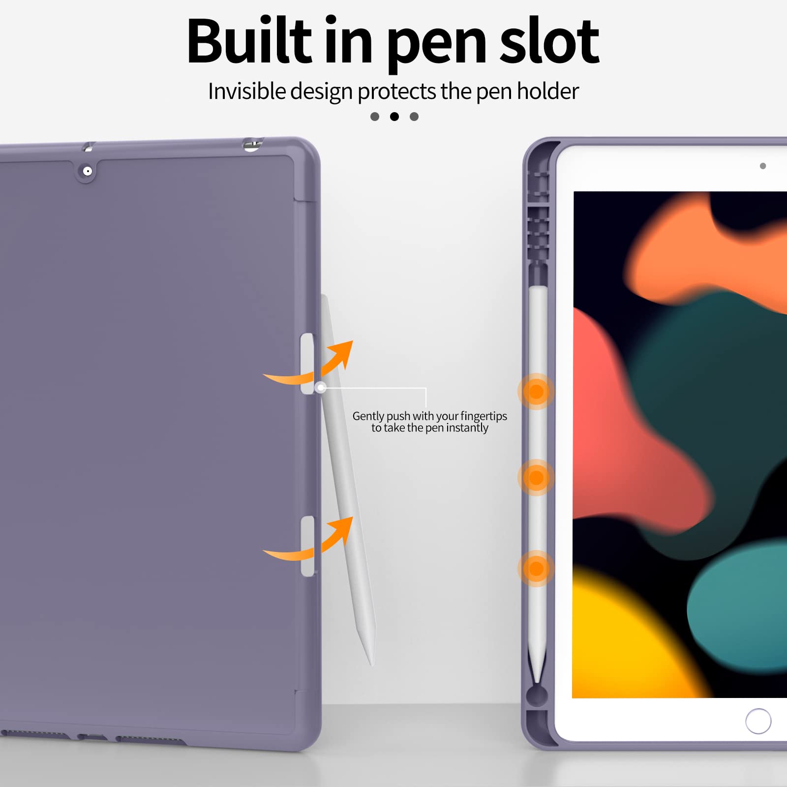 iPad 10.2 Case for iPad 9th Generation 2021 /iPad 8th Generation 2020 / iPad 7th Gen 2019 with Pencil Holder, Auto Sleep/Wake for Slim Soft Back Smart Cover, iPad 10.2 inch Case, Purple