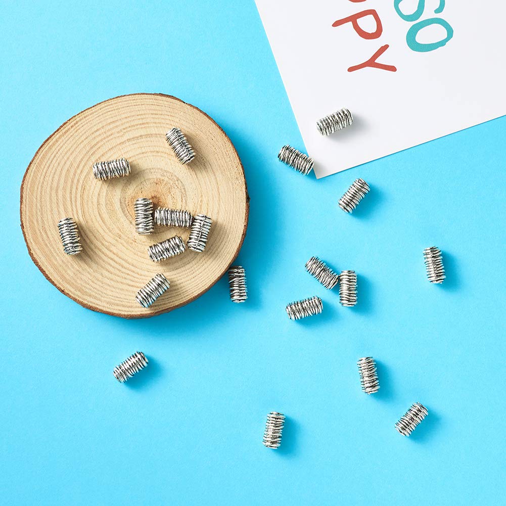 Antique Silver Column Spacer Beads for Jewelry Making