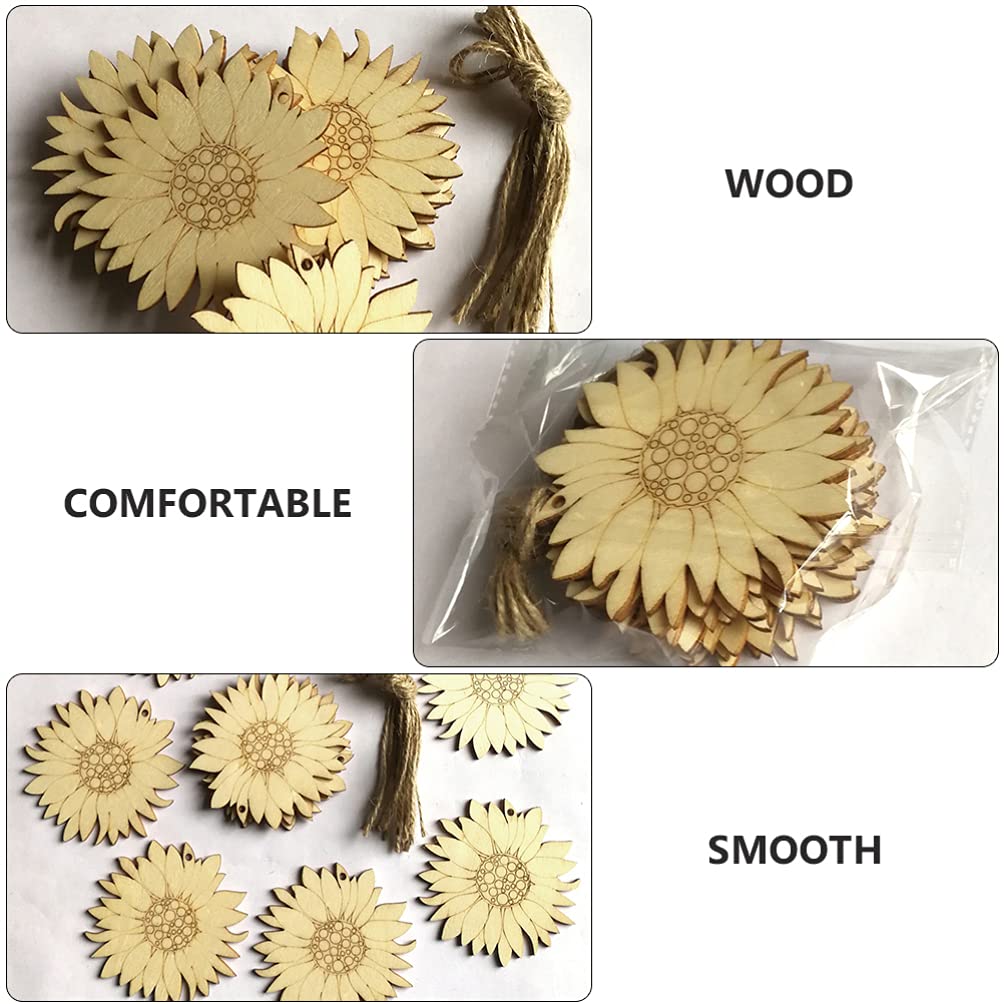 20pcs Wooden Sunflower Slices for DIY Painting and Decoration