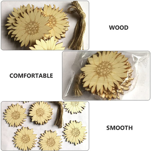 20pcs Wooden Sunflower Slices for DIY Painting and Decoration