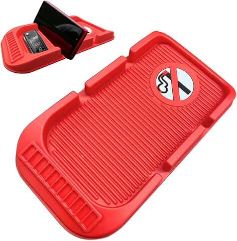 Red Car Dashboard Anti-Slip Mat with Cell Phone Holder