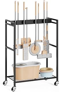 Movable Broom and Mop Storage Cabinet