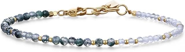 Adjustable Moss Agate and Moonstone Crystal Bracelet for Women