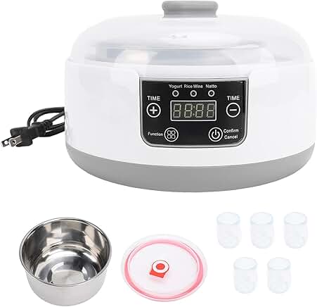 Electric Yogurt Maker with 5 Jars and Stainless Steel Liner