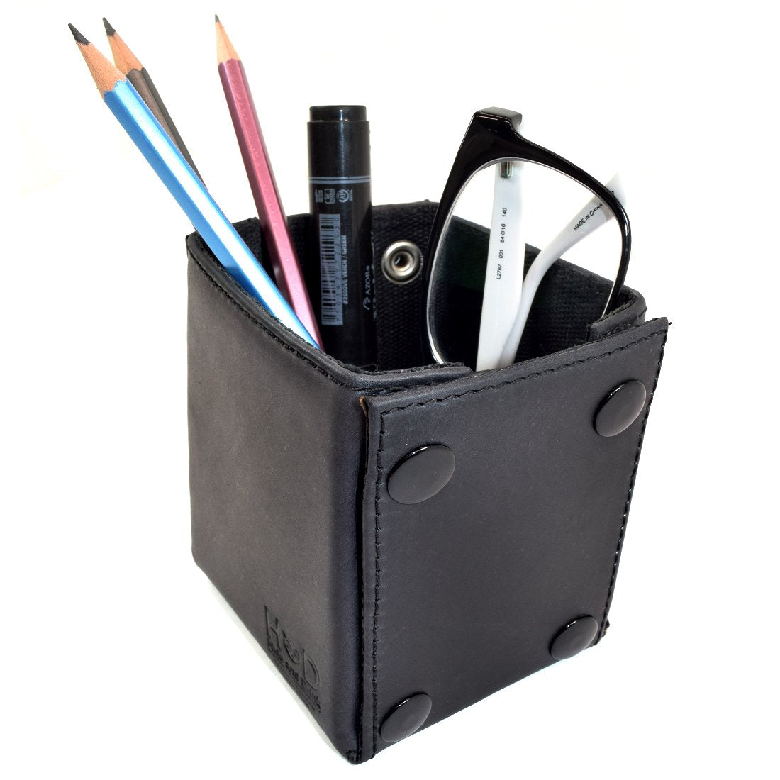 Leather and Canvas Pen and Pencil Organizer