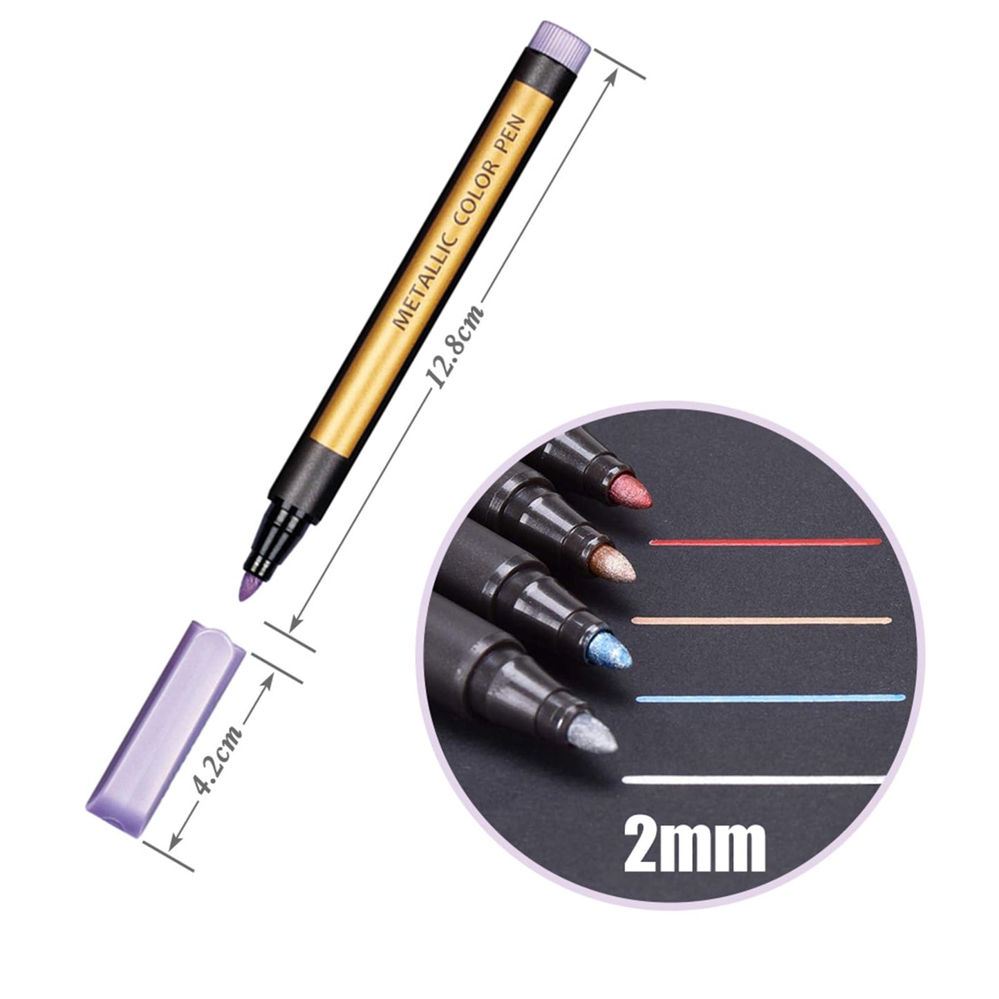 10 Colors Metallic Paint Marker Pen Kit 2mm Bullet Tip