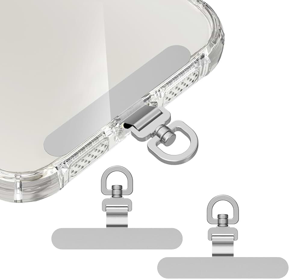 Two Stainless Steel Phone Tether Tabs for Cases