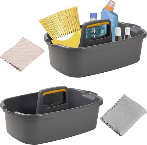 2-Pack Gray Cleaning Supplies Caddy with Cloths