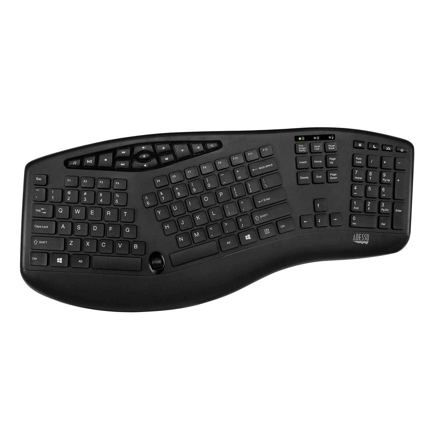 Truform Media 1600 (WKB-1600CB) 2.4GHz RF Wireless Ergonomic Keyboard and Optical Mouse , Multi-Media Keys and Adjustable DPI Mouse 5 Million Keystrokes Black