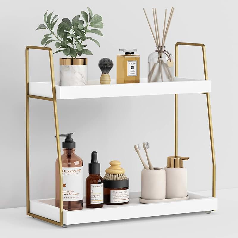 Two-Tier Wooden Bathroom Counter Organizer