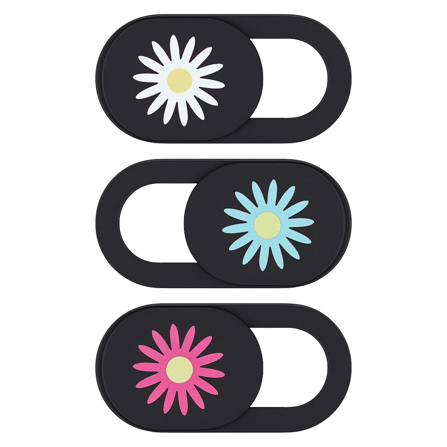 Set of 3 thin flower camera covers for privacy