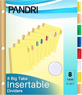 120 Multicolor Binder Dividers with 8 Tabs
