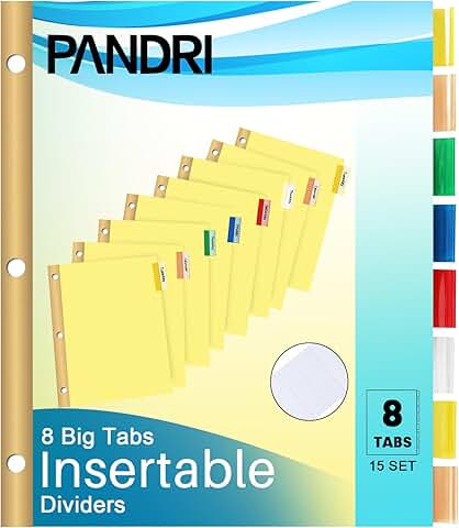 120 Multicolor Binder Dividers with 8 Tabs