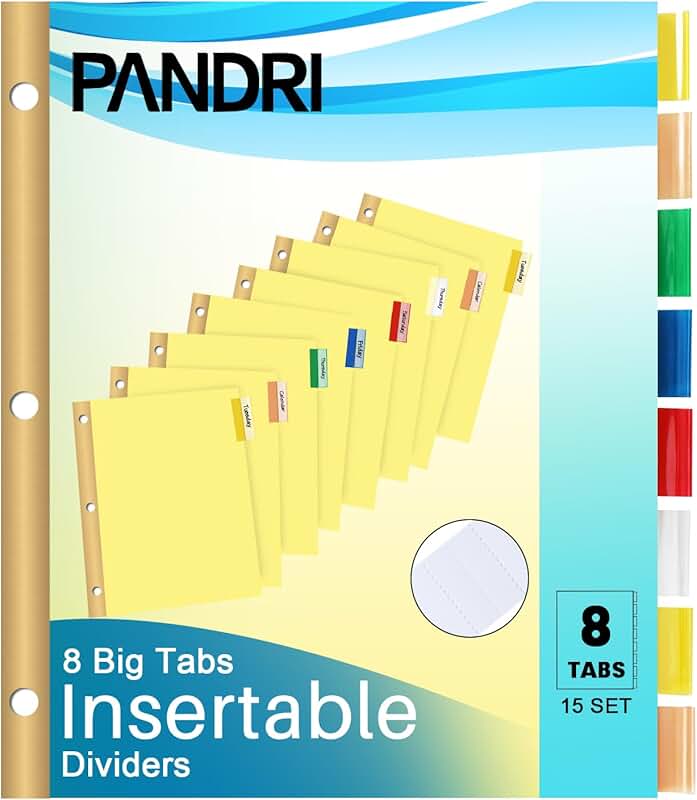 120 Multicolor Binder Dividers with 8 Tabs