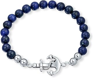 Nautical Blue Fish Zodiac Charm Bead Bracelet