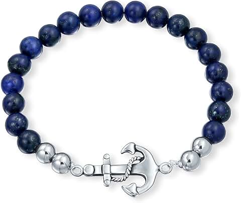 Nautical Blue Fish Zodiac Charm Bead Bracelet