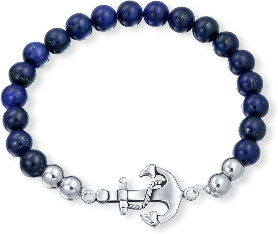Nautical Blue Fish Zodiac Charm Bead Bracelet