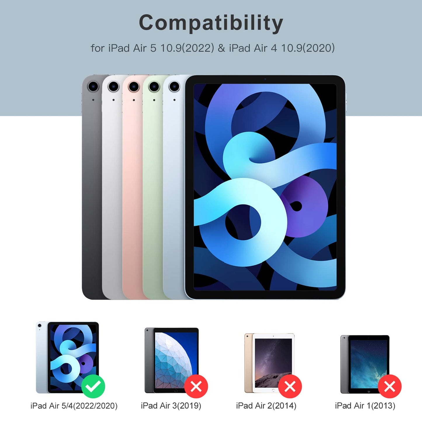 Compatible with iPad Air 5th Generation Case 2022/ iPad Air 4th Generation Case 2020 10.9 Inch with Pencil Holder [Auto Sleep/Wake], Trifold Stand Smart Case for iPad Air 5/4 Case, Sky Blue