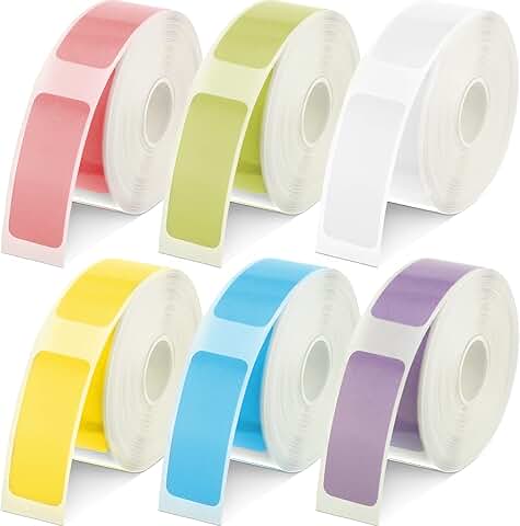 Colorful adhesive label paper, 1380 pieces, 0.59 x 1.18 inches, 6 rolls