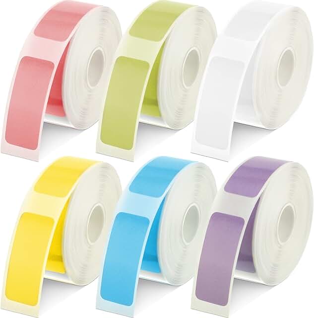 Colorful adhesive label paper, 1380 pieces, 0.59 x 1.18 inches, 6 rolls