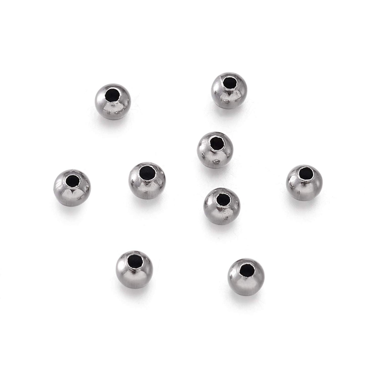 Small 3mm Stainless Steel Round Bead Spacers for Jewelry Making