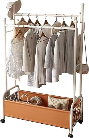 Heavy-Duty Rolling Clothes Rack with Storage Box