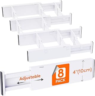 Adjustable Plastic Drawer Dividers, 8 Pack