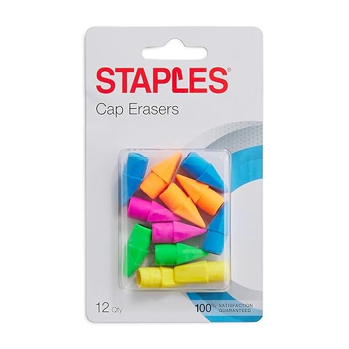 Assorted Color Arrowhead Cap Erasers, 12 Pack