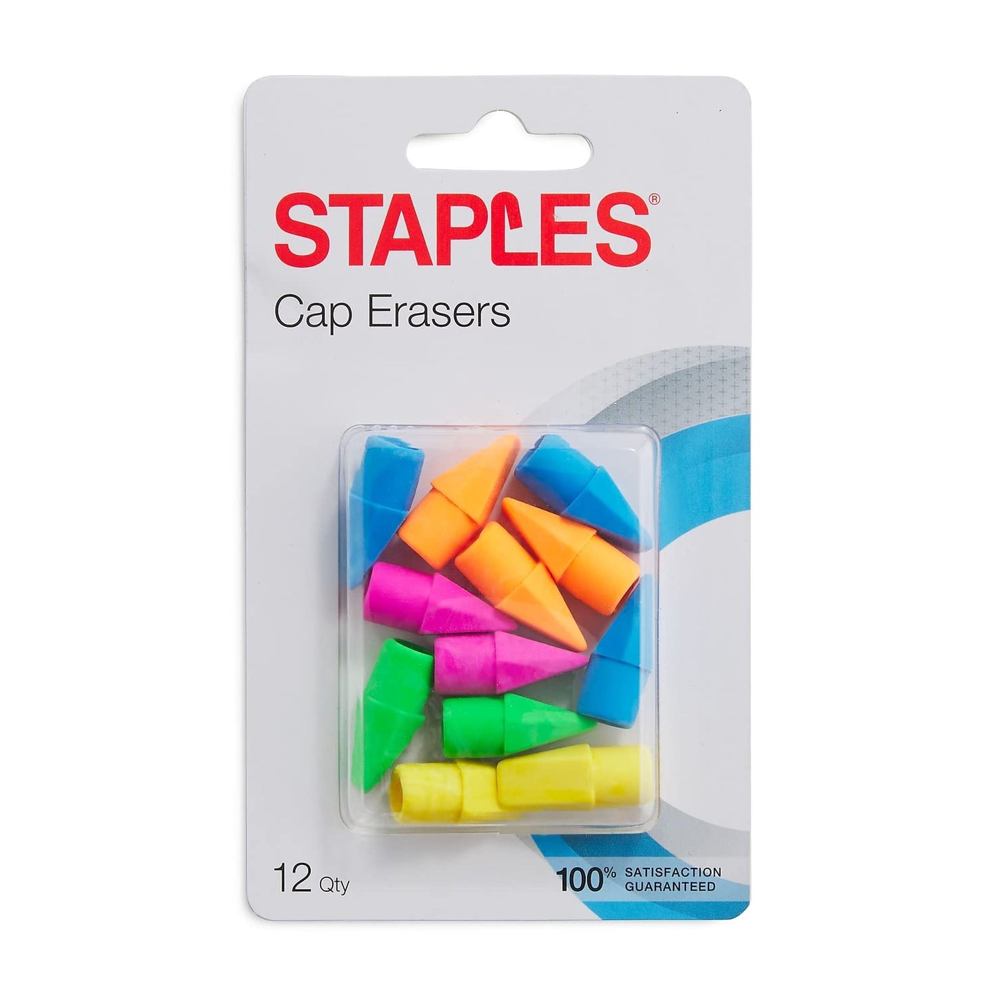 Assorted Color Arrowhead Cap Erasers, 12 Pack