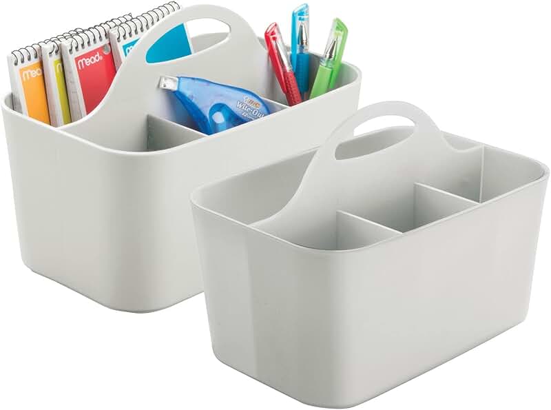 Small plastic office storage organizer, 2-pack