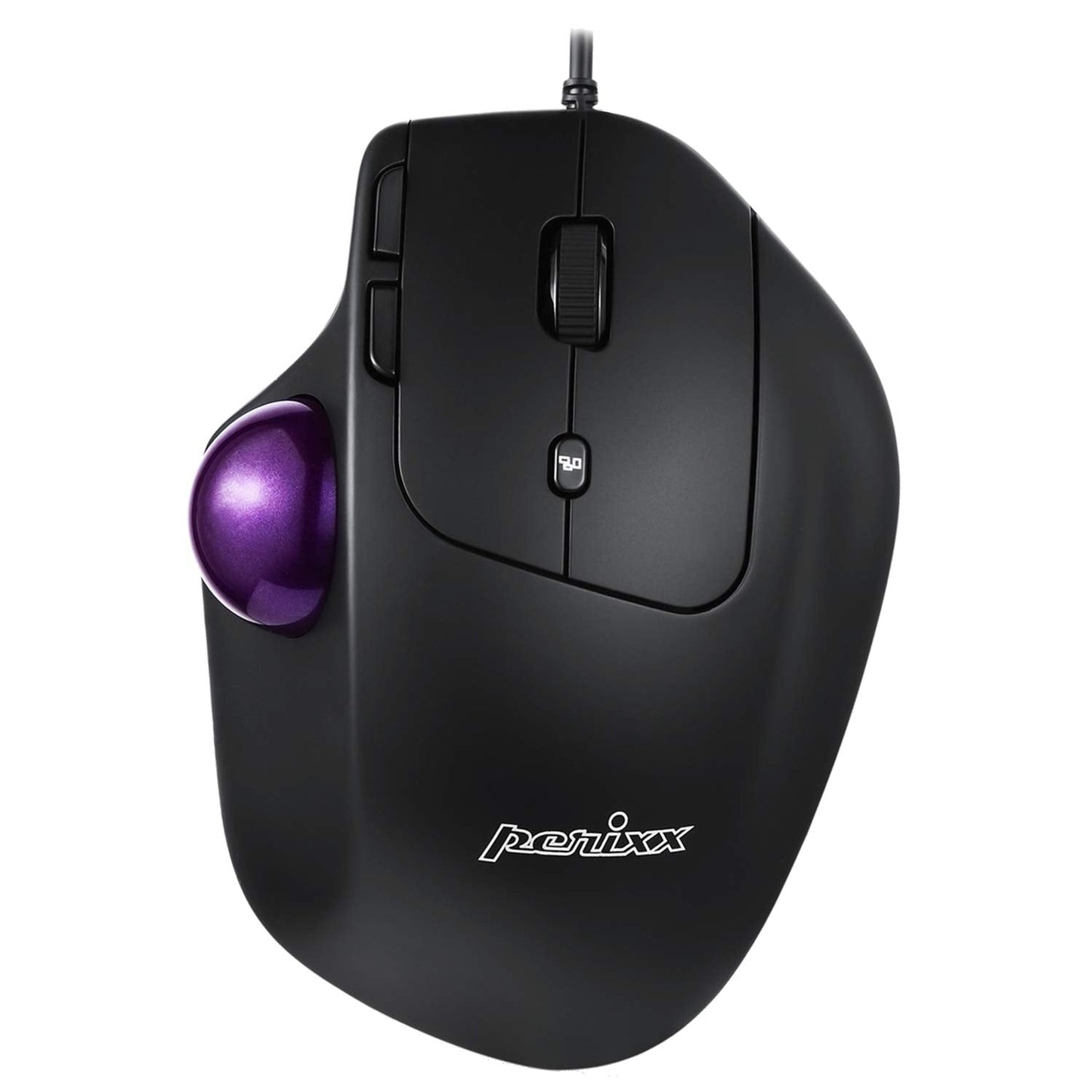 PERIMICE-520 Wired USB Ergonomic Programmable Trackball Mouse, Adjustable Angle, 8 Button Design, Black (PM-520-11447)