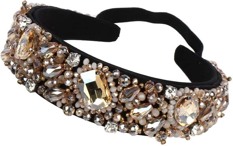 Colorful Chunky Glass Crystal Bead Baroque Hair Hoop