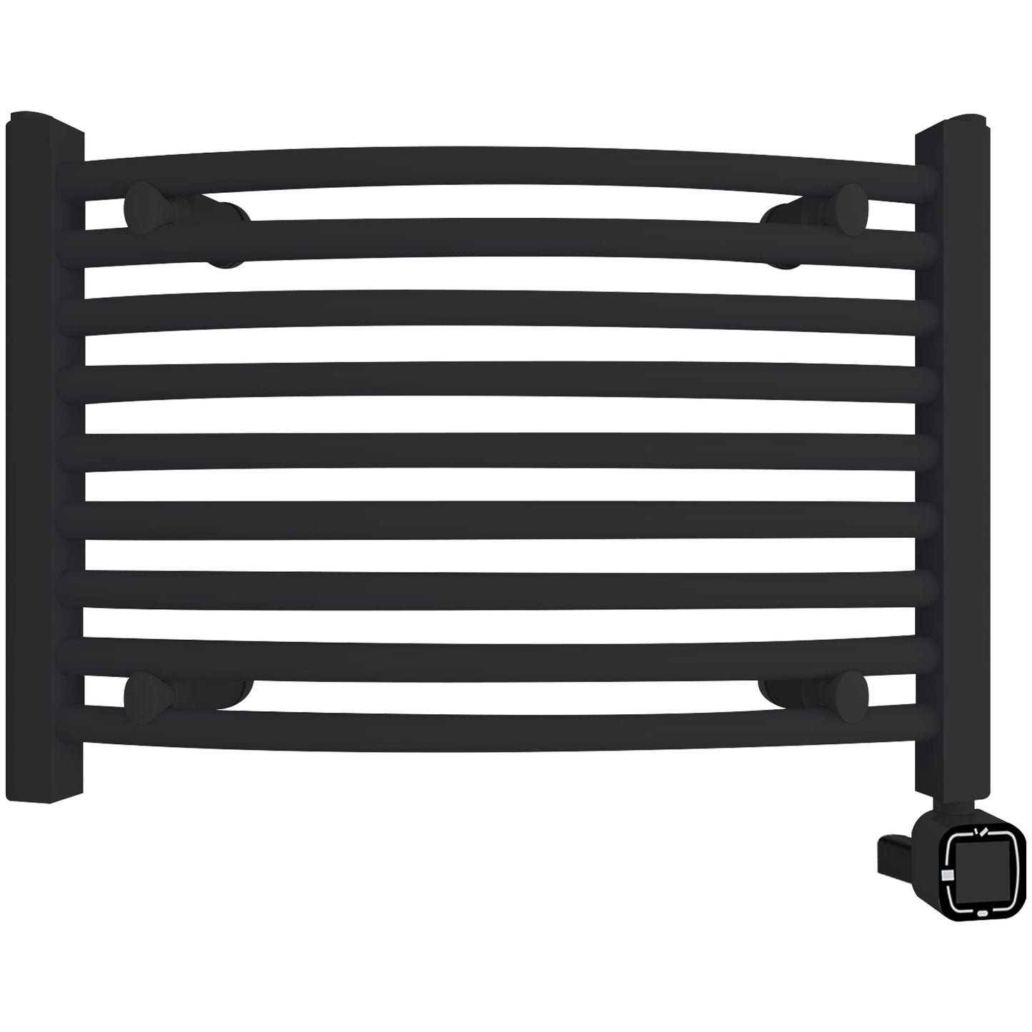 HEAT E Smart Towel Warmer with Timer and Temperature Control, Smart Liquid Filled Towel Rails, Plug-in/Hardwired Wall-Mounted Towel Heater Rack Compatible with and Google Home, Matte Black