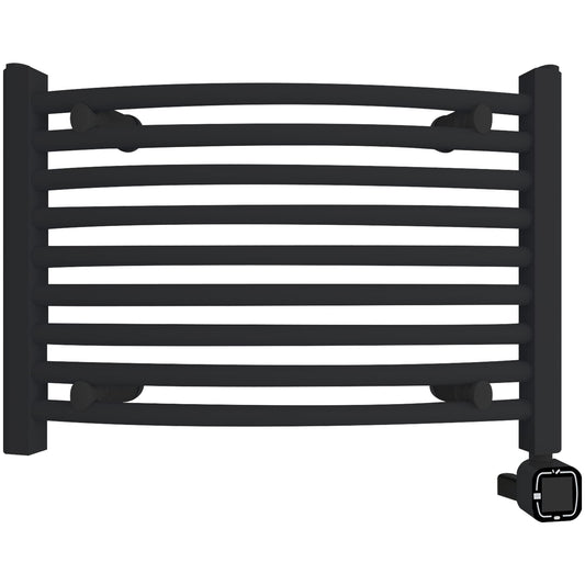 HEAT E Smart Towel Warmer with Timer and Temperature Control, Smart Liquid Filled Towel Rails, Plug-in/Hardwired Wall-Mounted Towel Heater Rack Compatible with and Google Home, Matte Black