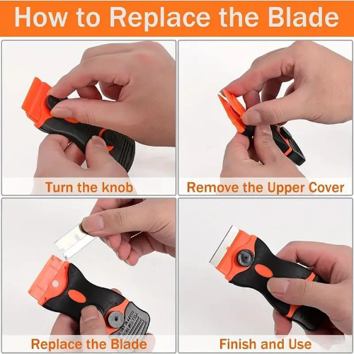MODAIO-21pcs Razor Blade Scraper, Double Edge Razor Scraper Remover Tool With Razor Blades For Labels Stickers Decals Removal Auto Window Tint Vinyl Tool Application