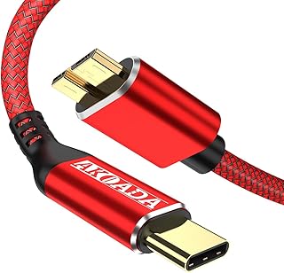 Micro B to USB C Cable, 2 Pack, 3.3ft, Red
