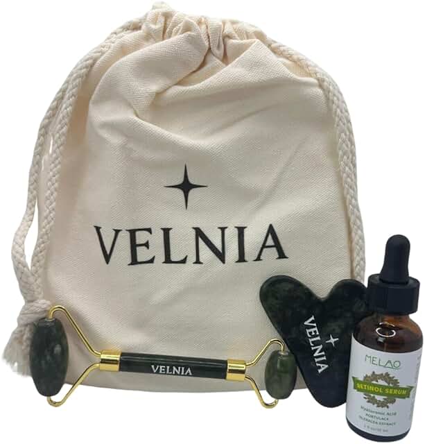 Facial Skincare Kit with Jade Roller, Gua Sha, and Serum