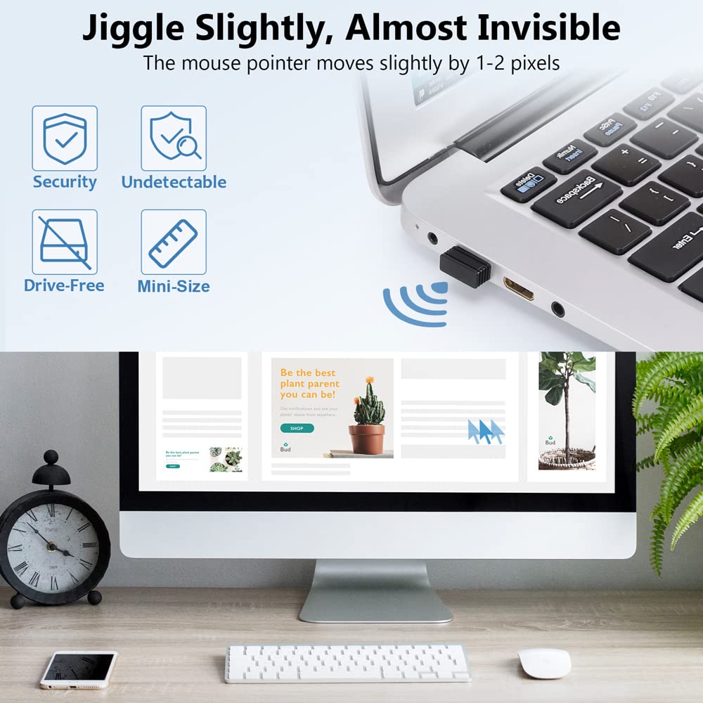 Mouse Jiggler Undetectable USB Mouse Mover Jiggler NO Software Required for Computer/Laptop, Automatic Mini Mouse Shaker Driver-Free Mouse Movement Simulator Keep Computer Awake, Plug & Play (1 PCS)