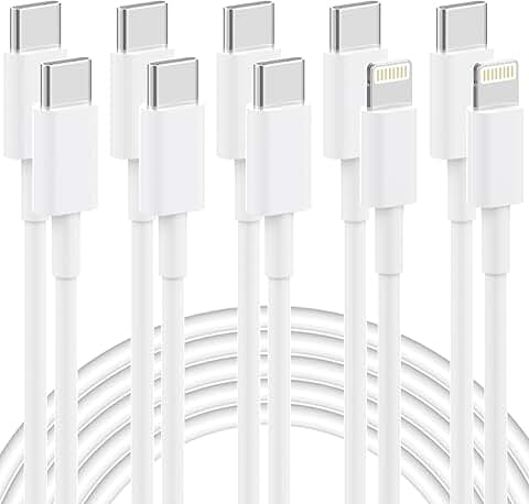3-Pack USB-C and Lightning Charging Cables