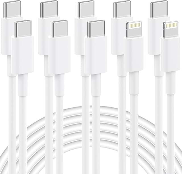 3-Pack USB-C and Lightning Charging Cables