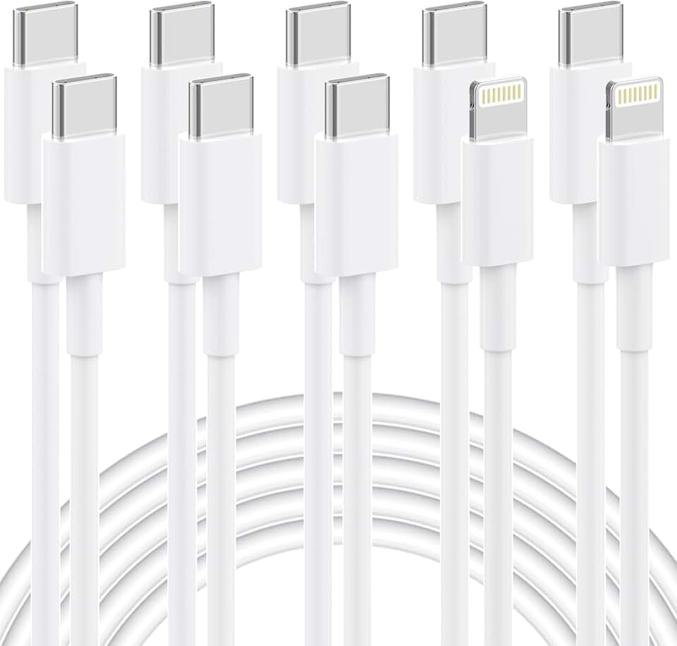 3-Pack USB-C and Lightning Charging Cables