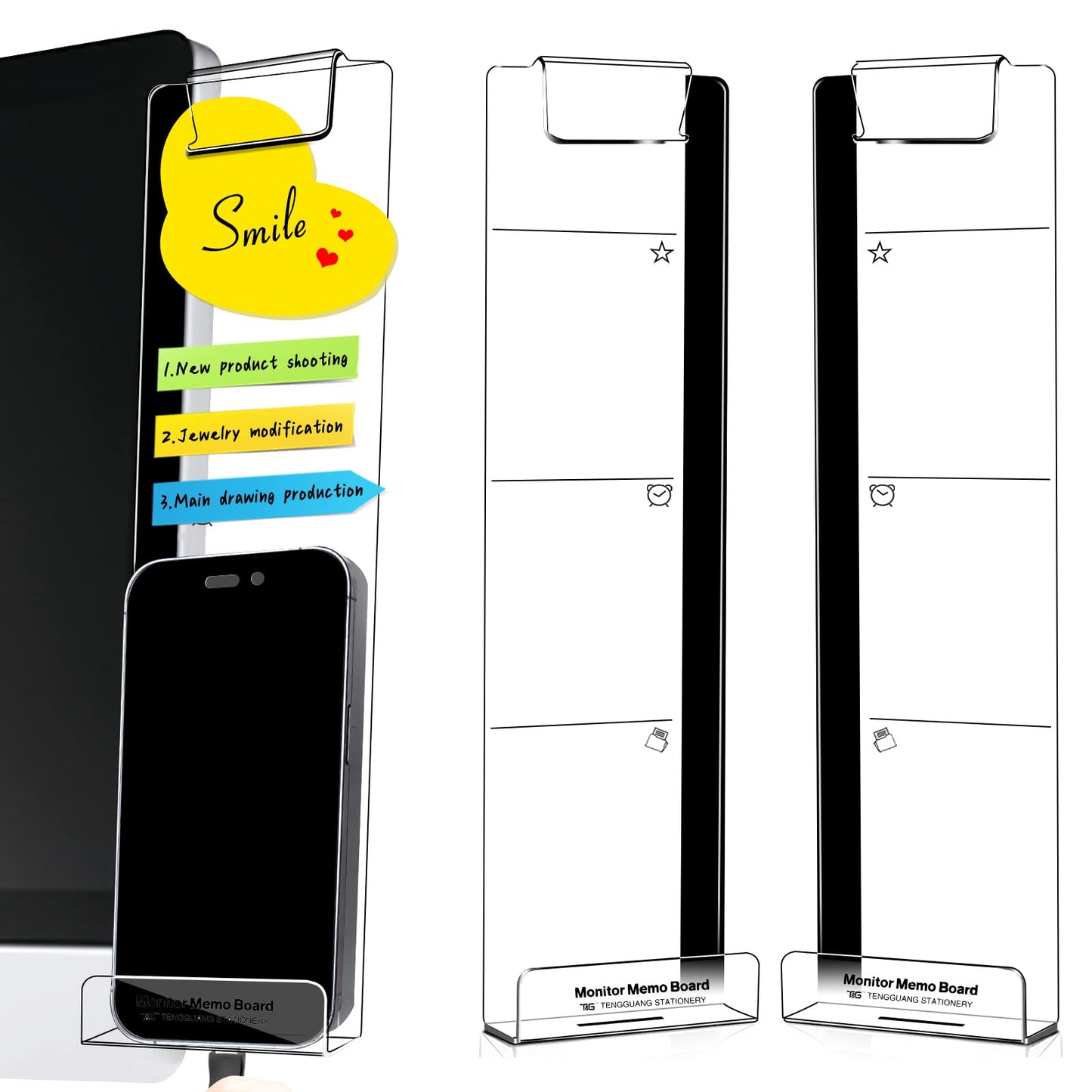 Dual Monitor Memo Board with Phone Holder